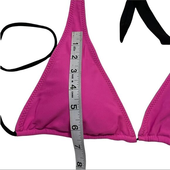 Aeropostale Reversible Pink & Black Triangle Bikini Top Sz S - Picture 10 of 11